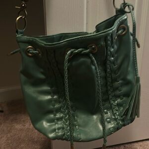 Teal faux leather bag